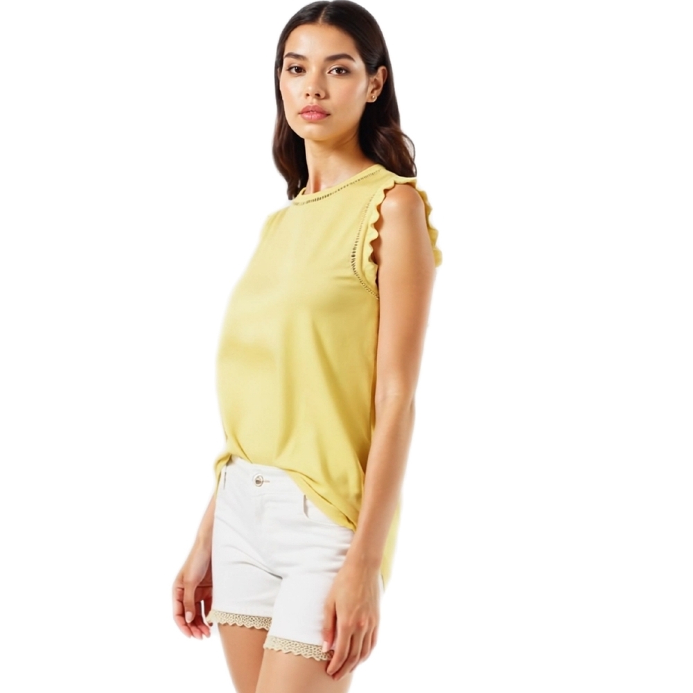Lilly Pulitzer Agee Womens Size XS Yellow Top Sleeveless Eyelet Accent Tank Top